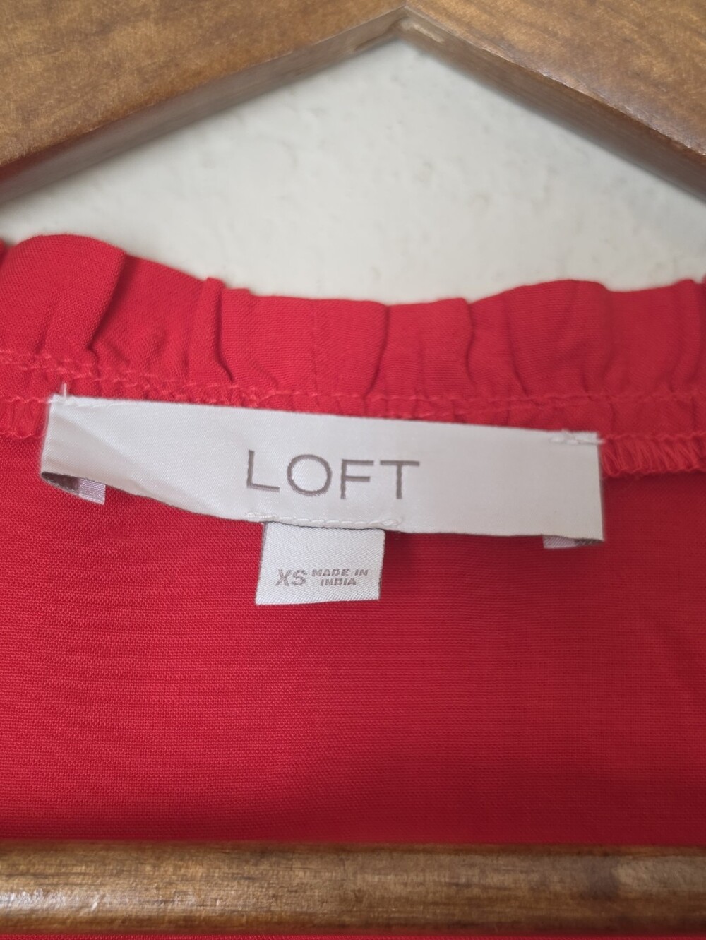 Loft Wrap Front Blouse Womens Size XS Red Ruffle Neck Cottagecore Whimsigoth - Picture 4 of 8